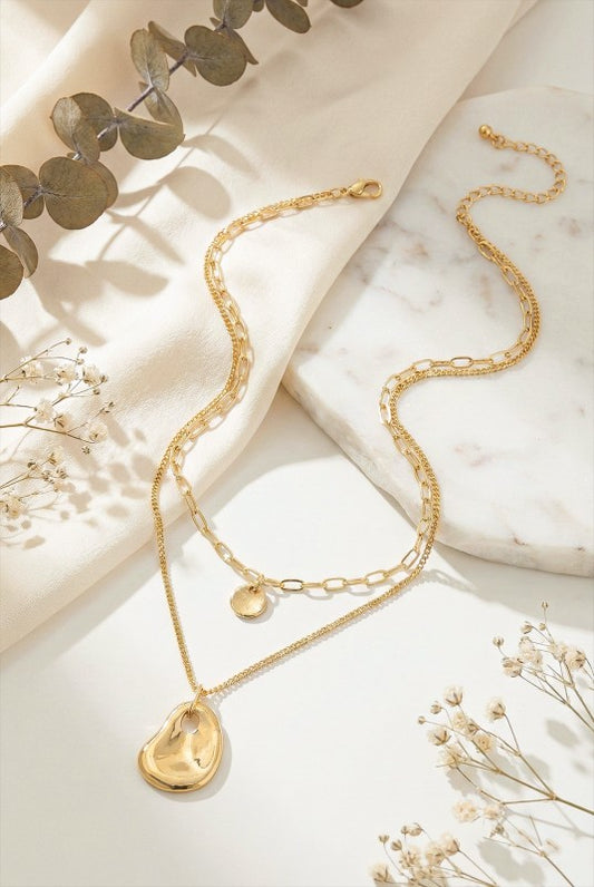 Collar de dos capas en baño de oro