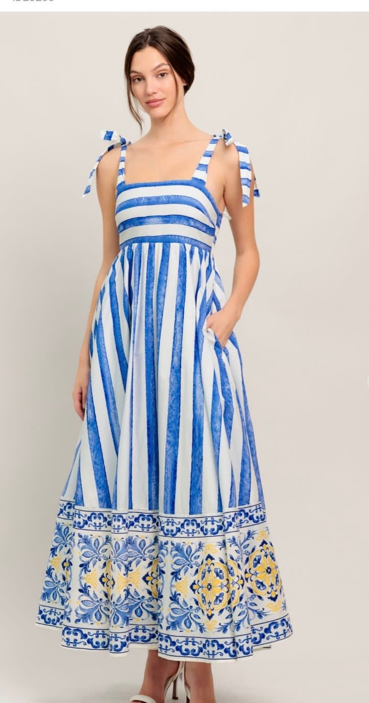 Vestido Flores y rayas